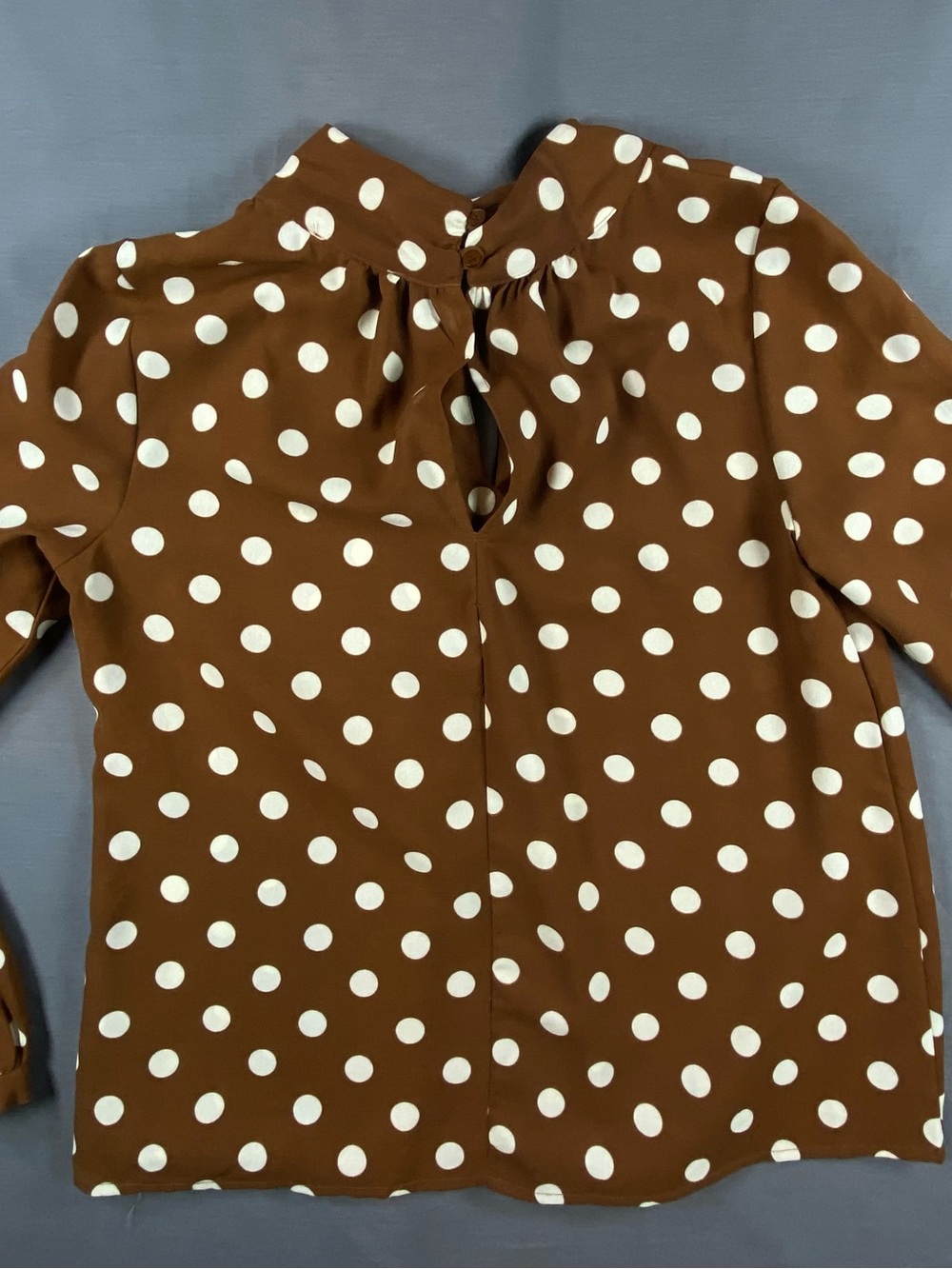 Lorem Ipsum Women's Brown Polka Dot Blouse with Keyhole Back